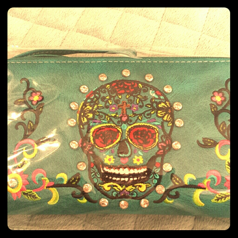 Day of the dead inspired wristlet